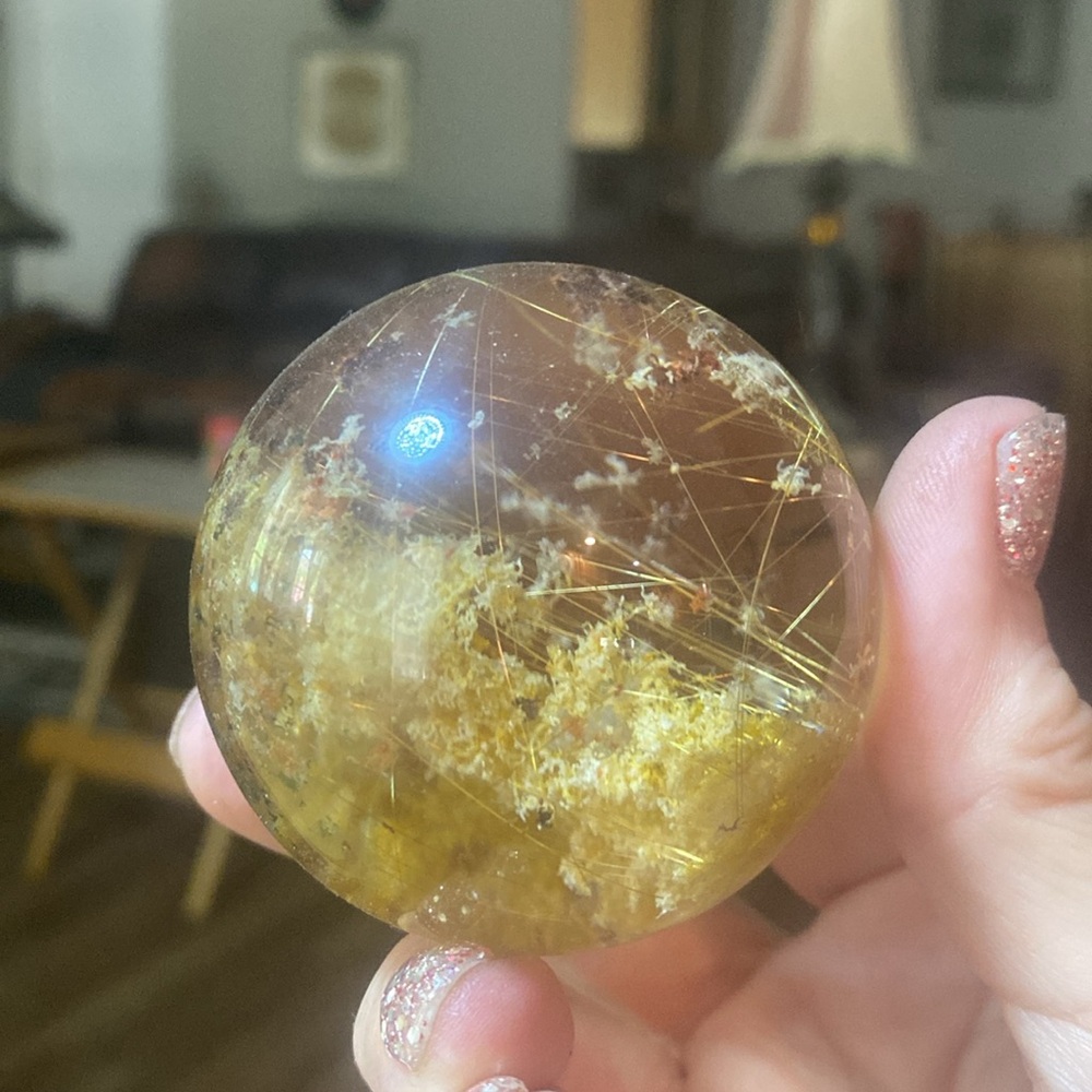 freeform sparkling rutile w/garden quartz & yellow garden w/sparkling rutile - Picture 3 of 9